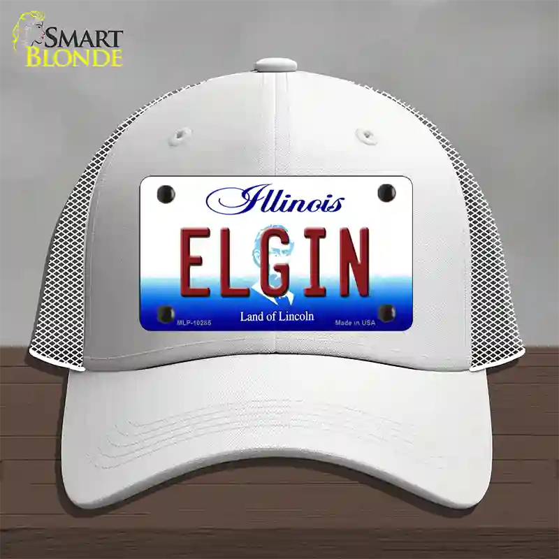 Elgin Illinois Novelty License Plate Hat Mesh / White