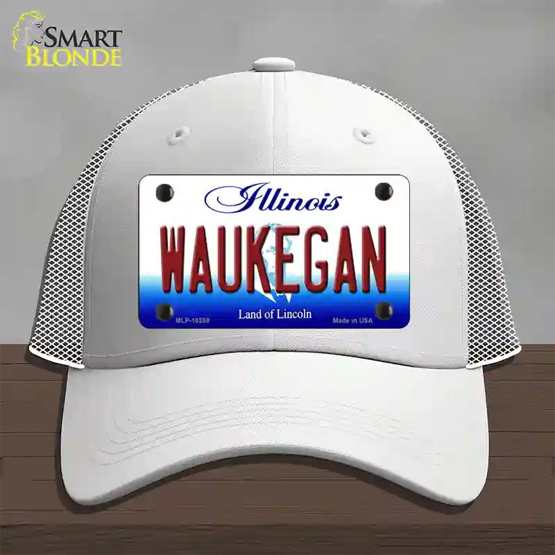 Waukegan Illinois Novelty License Plate Hat Mesh / White