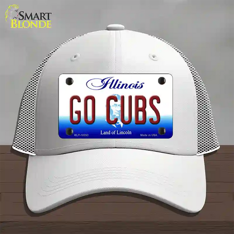 Go Cubs Illinois Novelty License Plate Hat Mesh / White