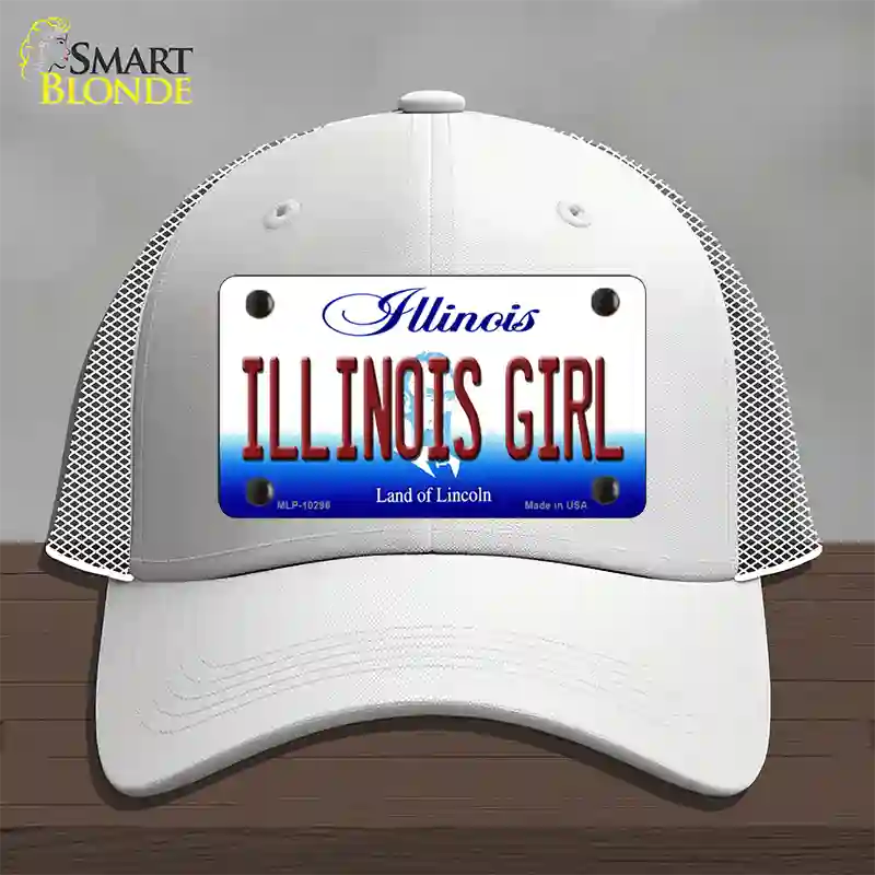 Illinois Girl Illinois Novelty License Plate Hat Mesh / White