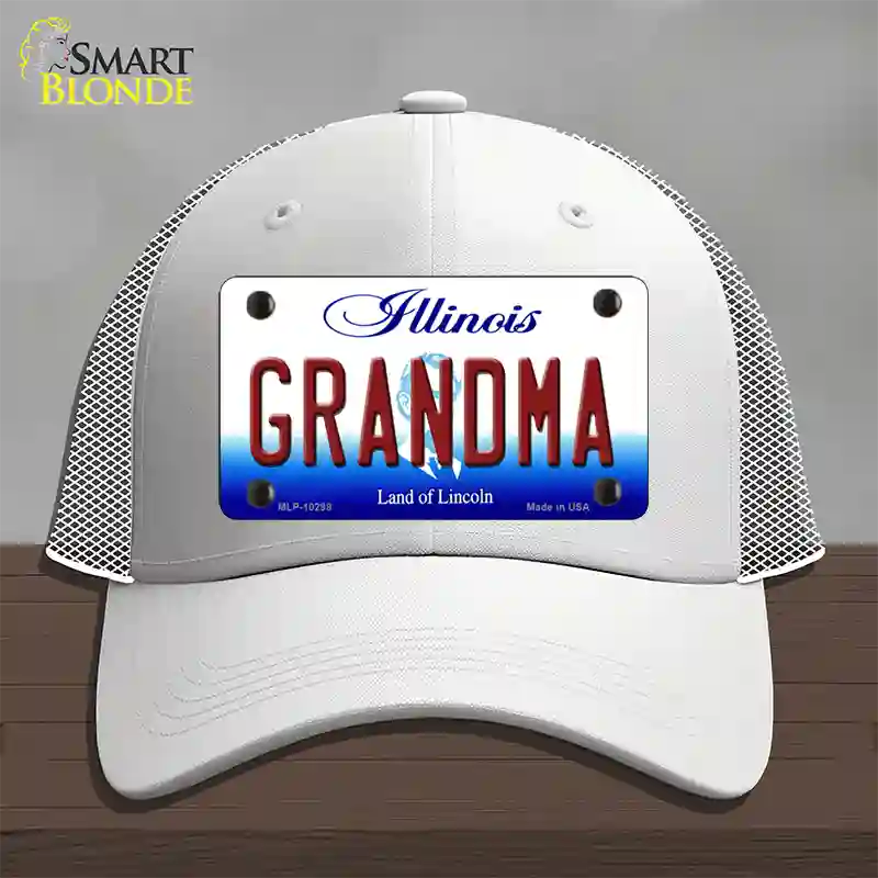 Grandma Illinois Novelty License Plate Hat Mesh / White