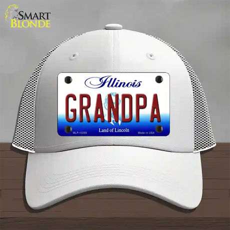 Grandpa Illinois Novelty License Plate Hat Mesh / White