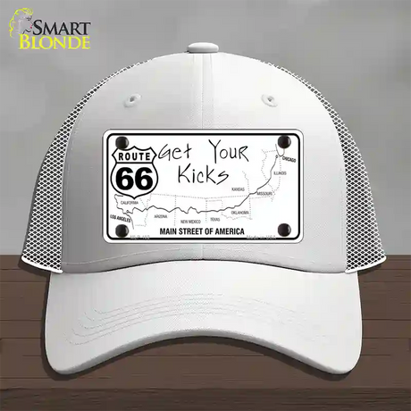 US Route 66 Map Novelty License Plate Hat Mesh / White