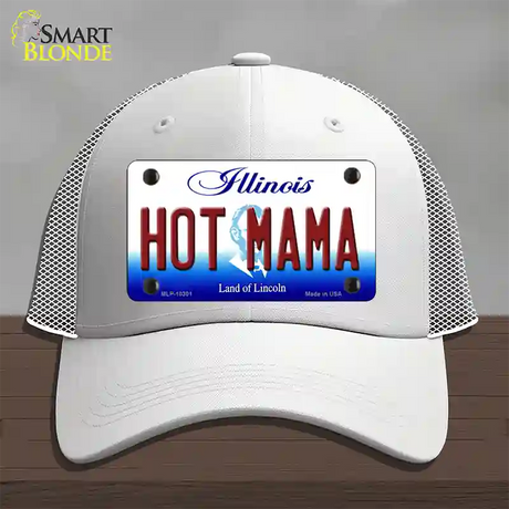 Hot Mama Illinois Novelty License Plate Hat Mesh / White