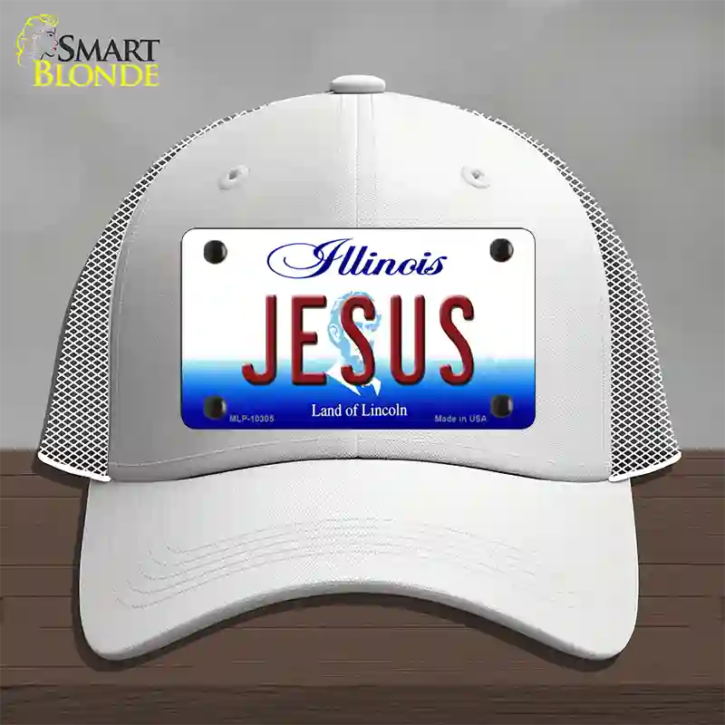 Jesus Illinois Novelty License Plate Hat Mesh / White