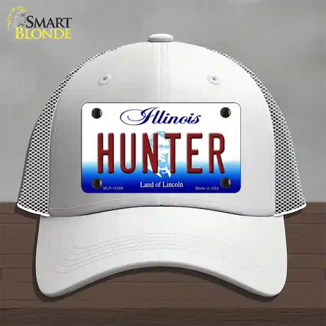 Hunter Illinois Novelty License Plate Hat Mesh / White