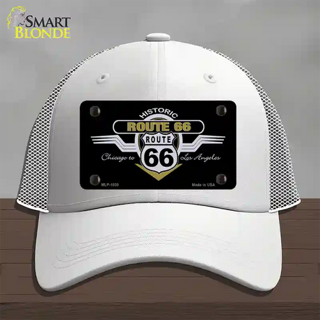 Route 66 Shield Wings Novelty License Plate Hat Mesh / White