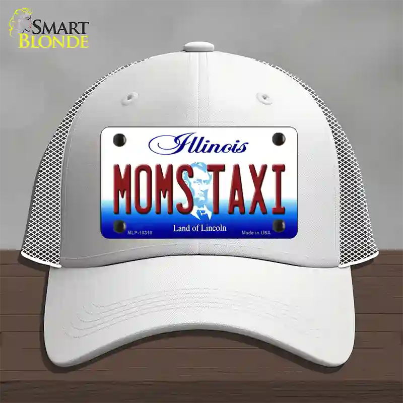 Moms Taxi Illinois Novelty License Plate Hat Mesh / White