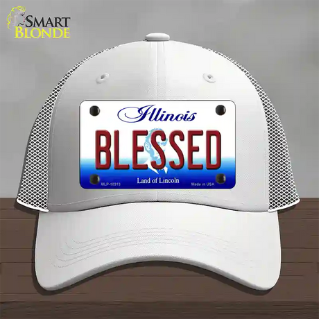 Blessed Illinois Novelty License Plate Hat Mesh / White