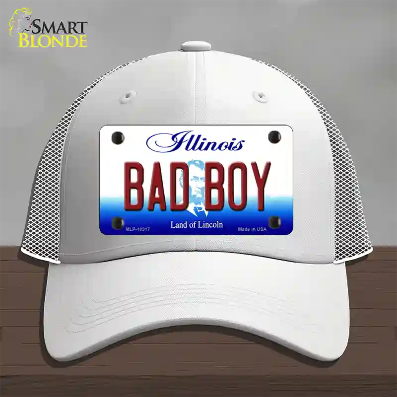 Bad Boy Illinois Novelty License Plate Hat Mesh / White