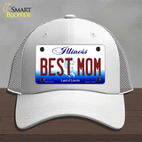 Best Mom Illinois Novelty License Plate Hat Mesh / White