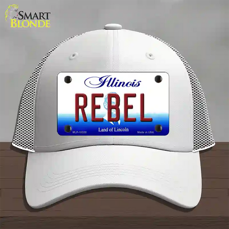 Rebel Illinois Novelty License Plate Hat Mesh / White