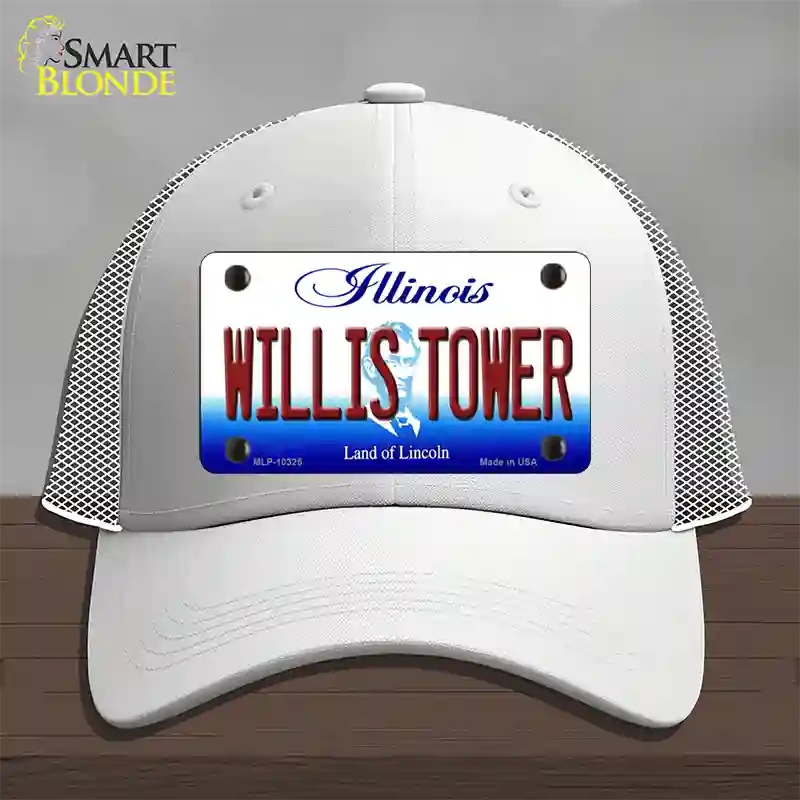 Willis Tower Illinois Novelty License Plate Hat Mesh / White