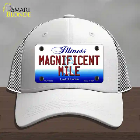 Magnificent Mile Illinois Novelty License Plate Hat Mesh / White