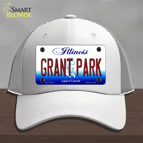 Grant Park Illinois Novelty License Plate Hat Mesh / White