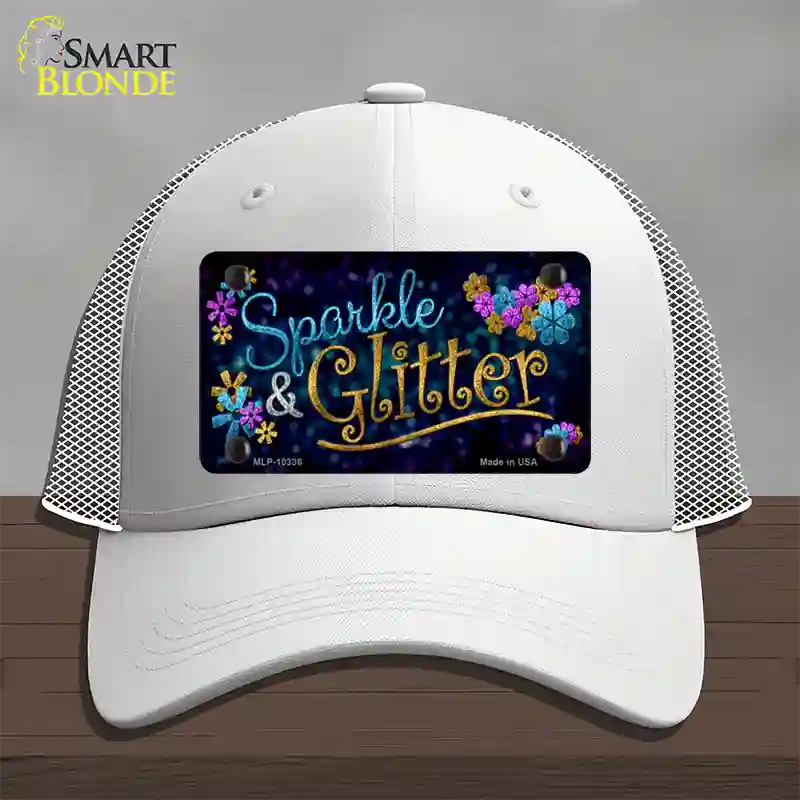 Sparkle And Glitter Novelty License Plate Hat Mesh / White