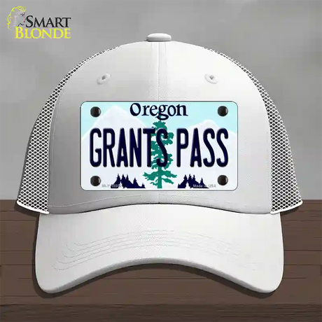 Grants Pass Oregon Novelty License Plate Hat Mesh / White