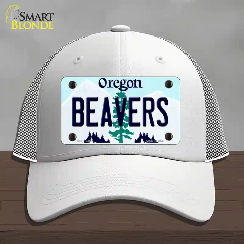 Beavers Oregon Novelty License Plate Hat Mesh / White