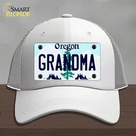 Grandma Oregon Novelty License Plate Hat Mesh / White