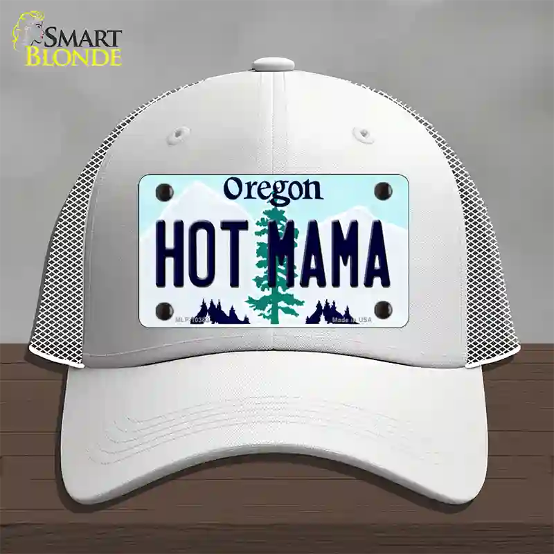 Hot Mama Oregon Novelty License Plate Hat Mesh / White