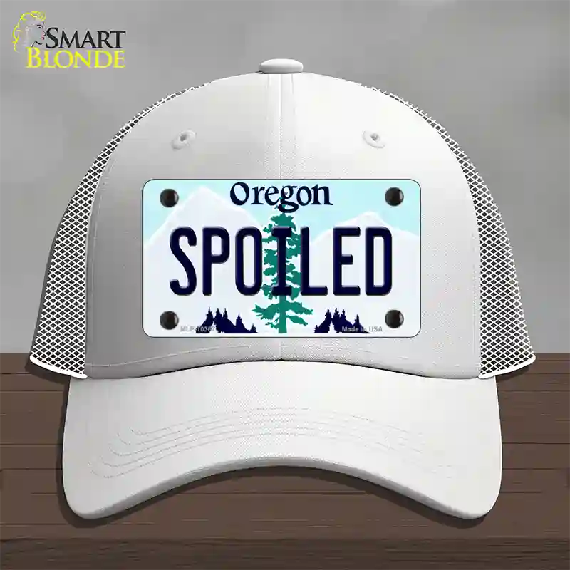 Spoiled Oregon Novelty License Plate Hat Mesh / White