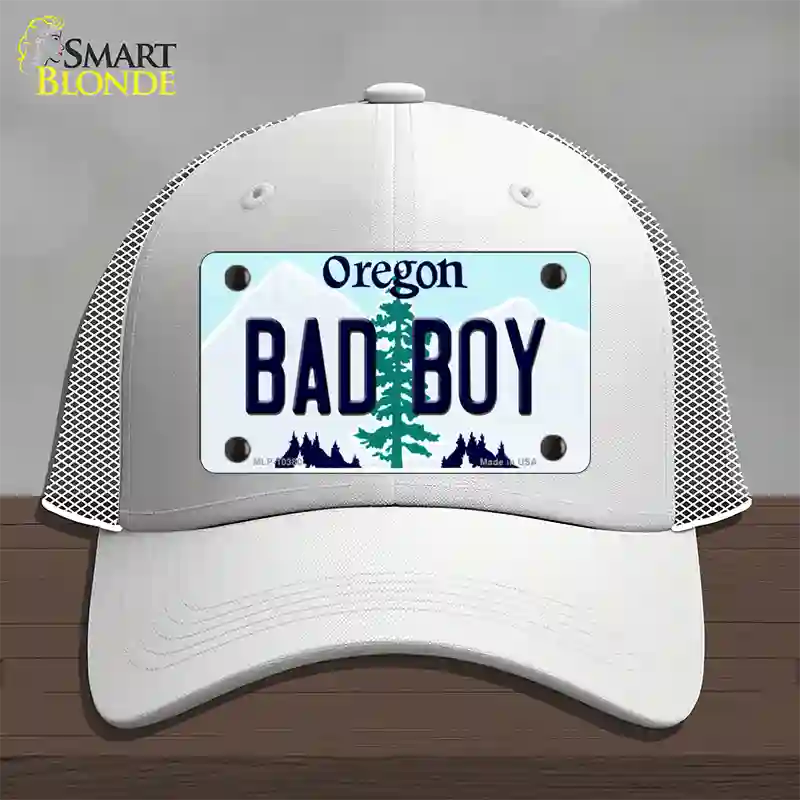 Bad Boy Oregon Novelty License Plate Hat Mesh / White