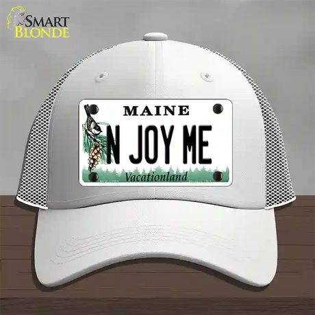 N Joy ME Maine Novelty License Plate Hat Mesh / White