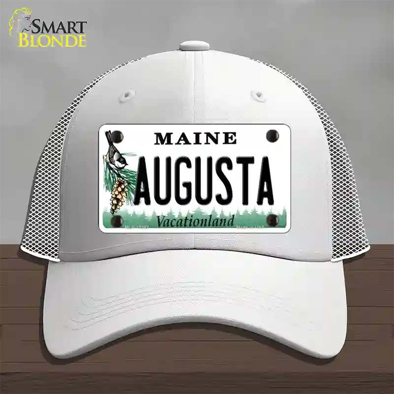 Augusta Maine Novelty License Plate Hat Mesh / White