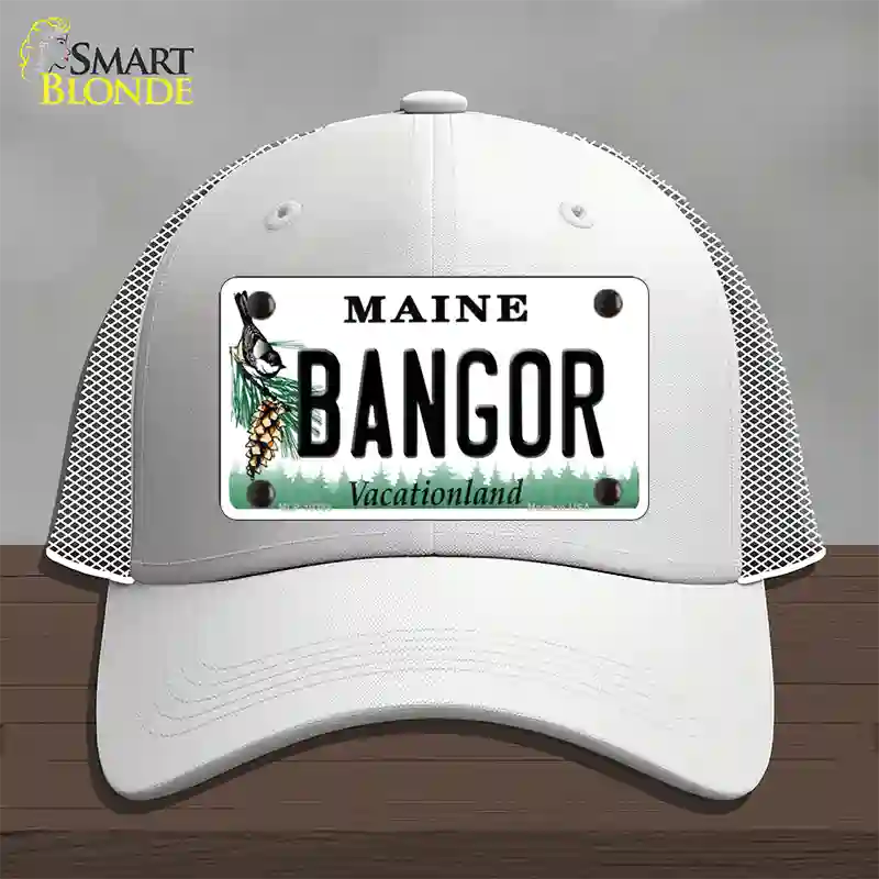 Bangor Maine Novelty License Plate Hat Mesh / White