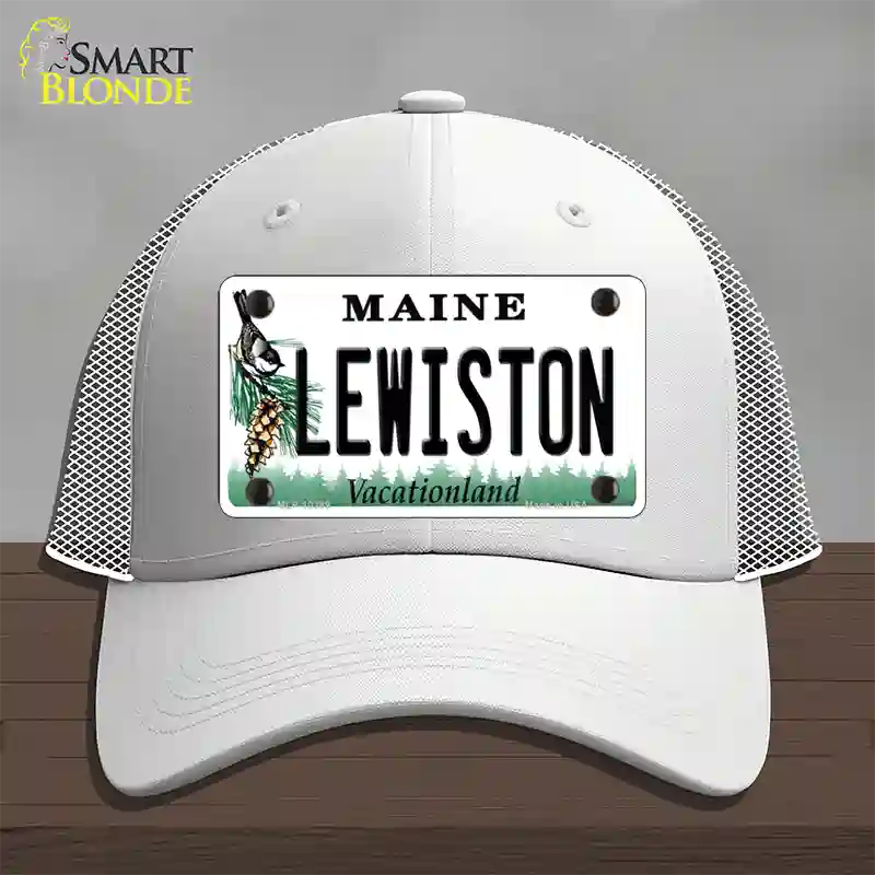 Lewiston Maine Novelty License Plate Hat Mesh / White