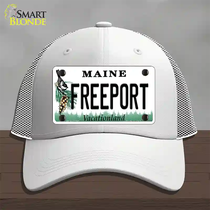 Freeport Maine Novelty License Plate Hat Mesh / White