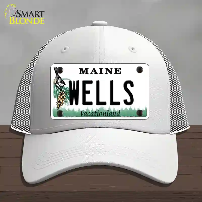 Wells Maine Novelty License Plate Hat Mesh / White