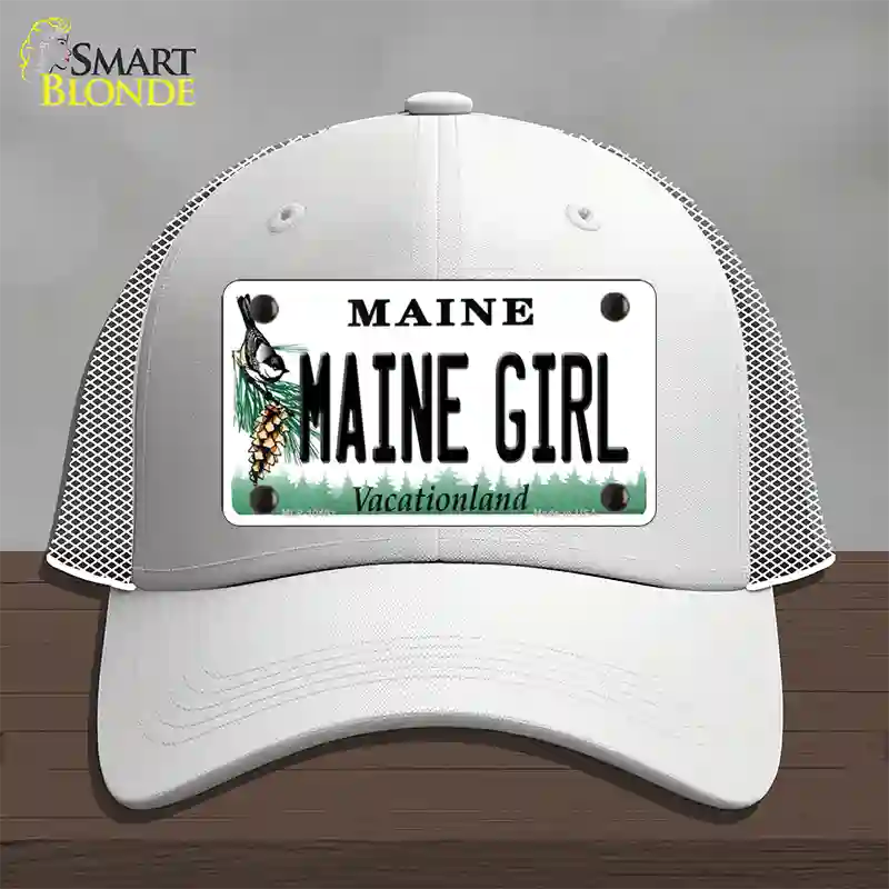 Maine Girl Novelty License Plate Hat Mesh / White