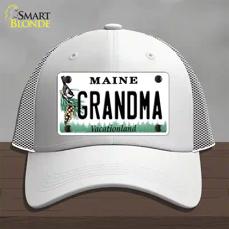 Grandma Maine Novelty License Plate Hat Mesh / White