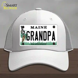 Grandpa Maine Novelty License Plate Hat Mesh / White