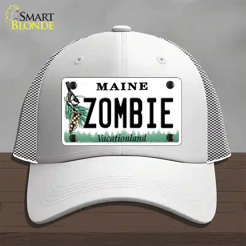 Zombie Maine Novelty License Plate Hat Mesh / White