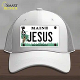 Jesus Maine Novelty License Plate Hat Mesh / White