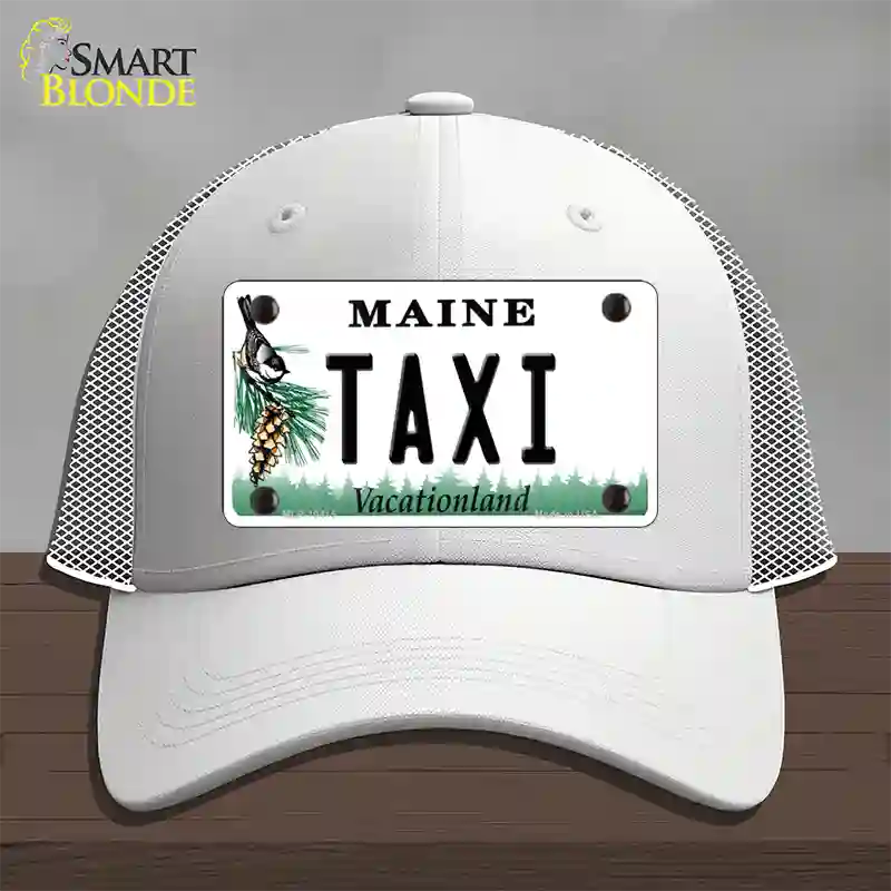 Taxi Maine Novelty License Plate Hat Mesh / White