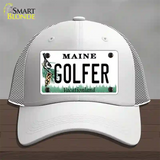 Golfer Maine Novelty License Plate Hat Mesh / White