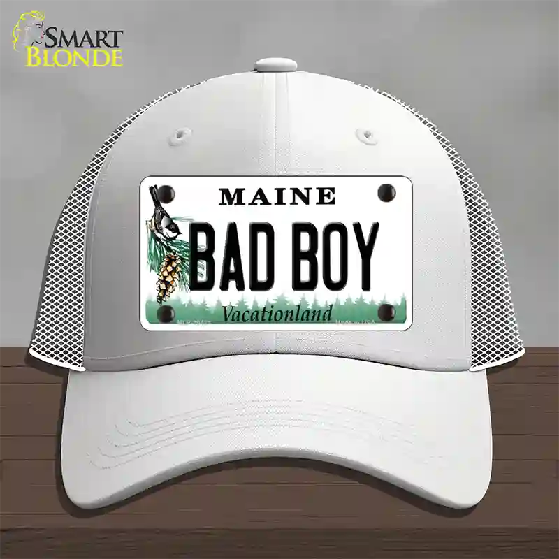 Bad Boy Maine Novelty License Plate Hat Mesh / White