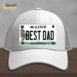 Best Dad Maine Novelty License Plate Hat Mesh / White