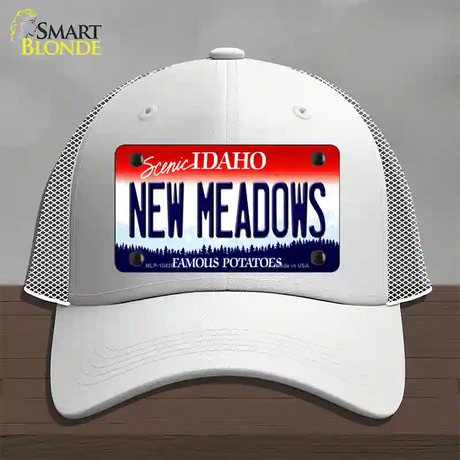 New Meadows Idaho Novelty License Plate Hat Mesh / White