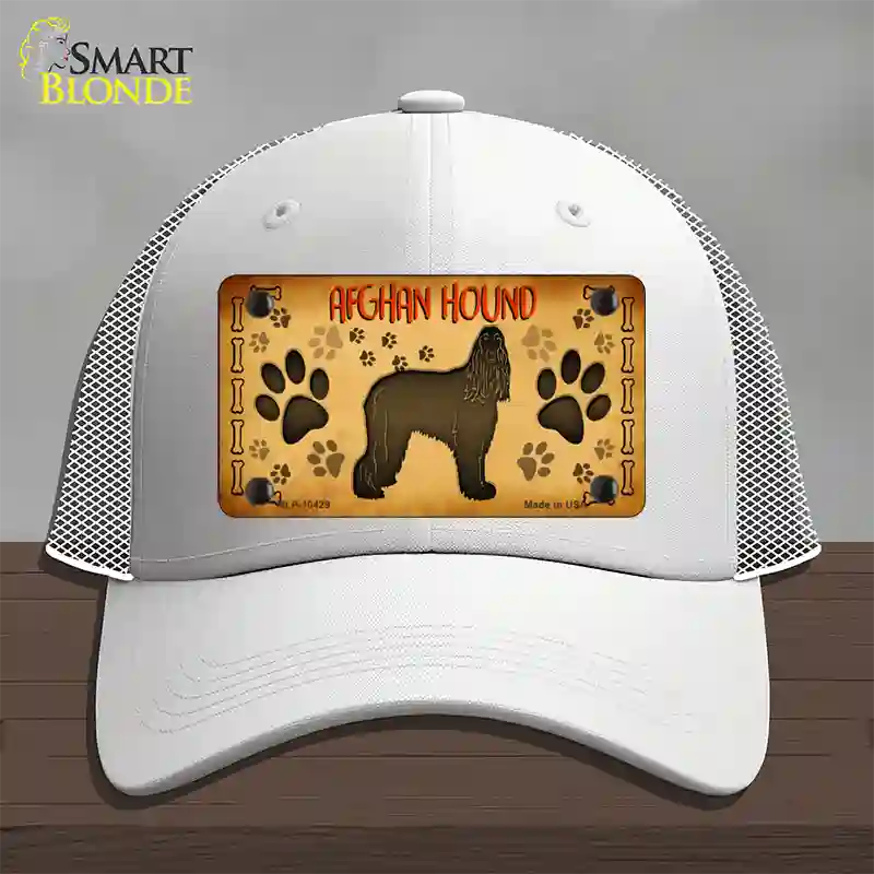 Afghan Hound Novelty License Plate Hat Mesh / White