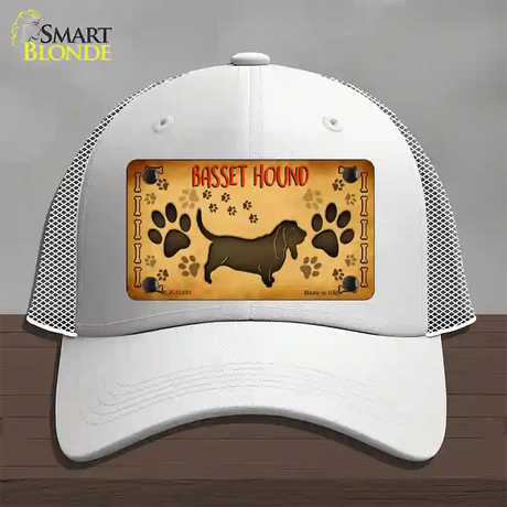 Basset Hound Novelty License Plate Hat Mesh / White