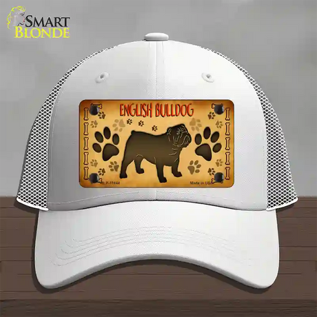 English Bulldog Novelty License Plate Hat Mesh / White