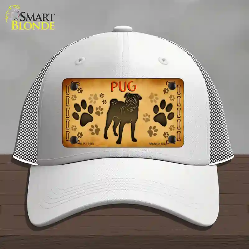 Pug Novelty License Plate Hat Mesh / White