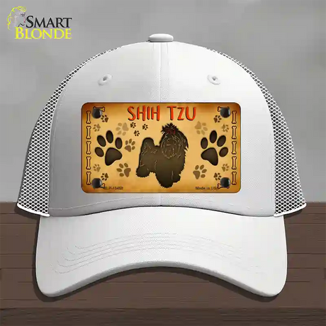 Shih Tzu Novelty License Plate Hat Mesh / White