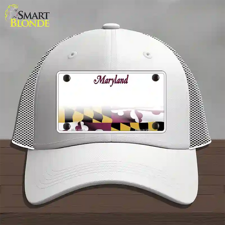 Maryland State Blank Novelty License Plate Hat Mesh / White