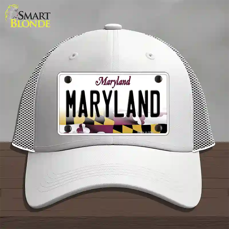 Maryland State MD Novelty License Plate Hat Mesh / White