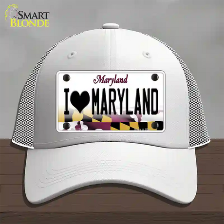 I Love Maryland Novelty License Plate Hat Mesh / White